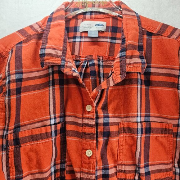 Old Navy Classic Women Plaid Flannel Shirt Long Sleeve Button Up Cowgirl Size XL - Picture 7 of 9